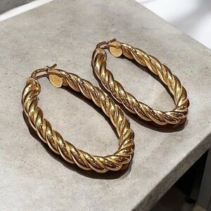 Vintage Large Chunky Gold Hoop Earrings made in Italy designer hoops